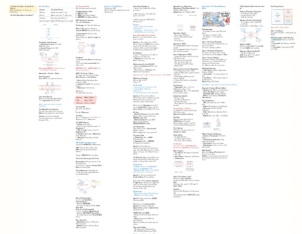 Dense tutor whiteboard before reorganization